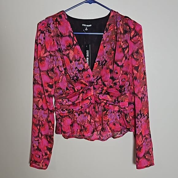 NWT Steve Madden Azura Floral Blouse Sz Small - Picture 3 of 10